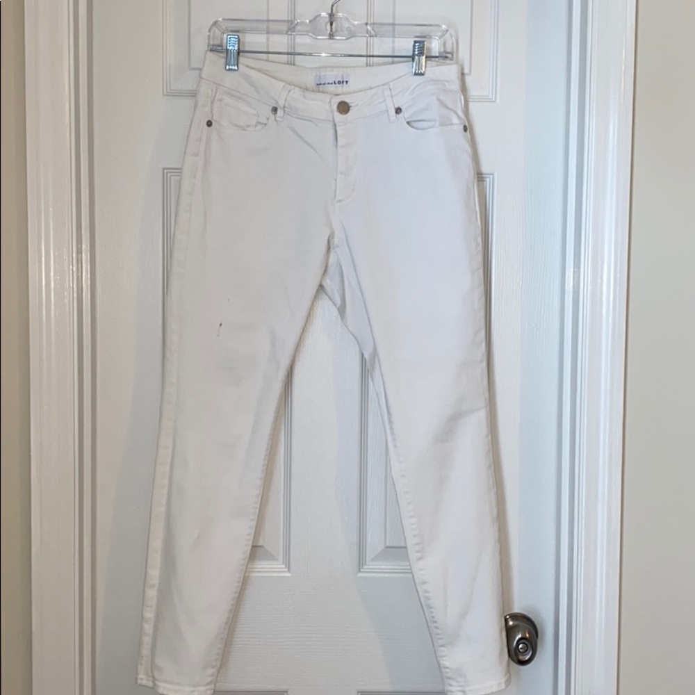 Loft Curvy Skinny White Jeans
